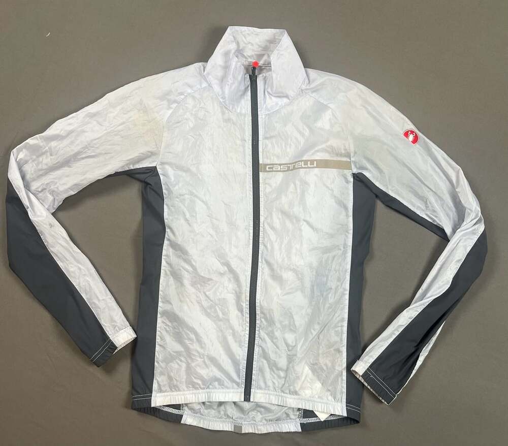 Castelli Squadra Stretch Cycling Windbreaker Jacket Silver Gray Size S
